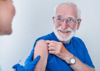 Senior getting a shingles vaccine