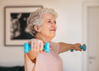 Senior woman working out to boost cognitive health