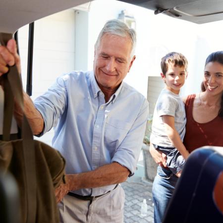 Senior going on vacation with family